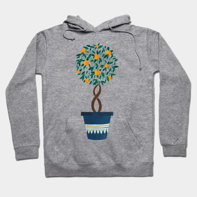 Orange tree in a blue pot Hoodie by Home Cyn Home 